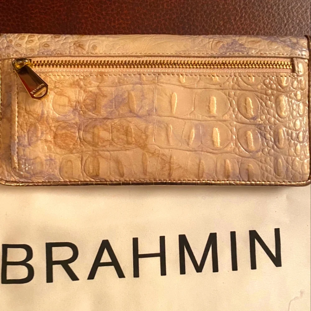 REDUCED!!NWOT Brahmin Melbourne "Joan" Tote Bag in Cream and Gold and Ady Wallet - Picture 6 of 7